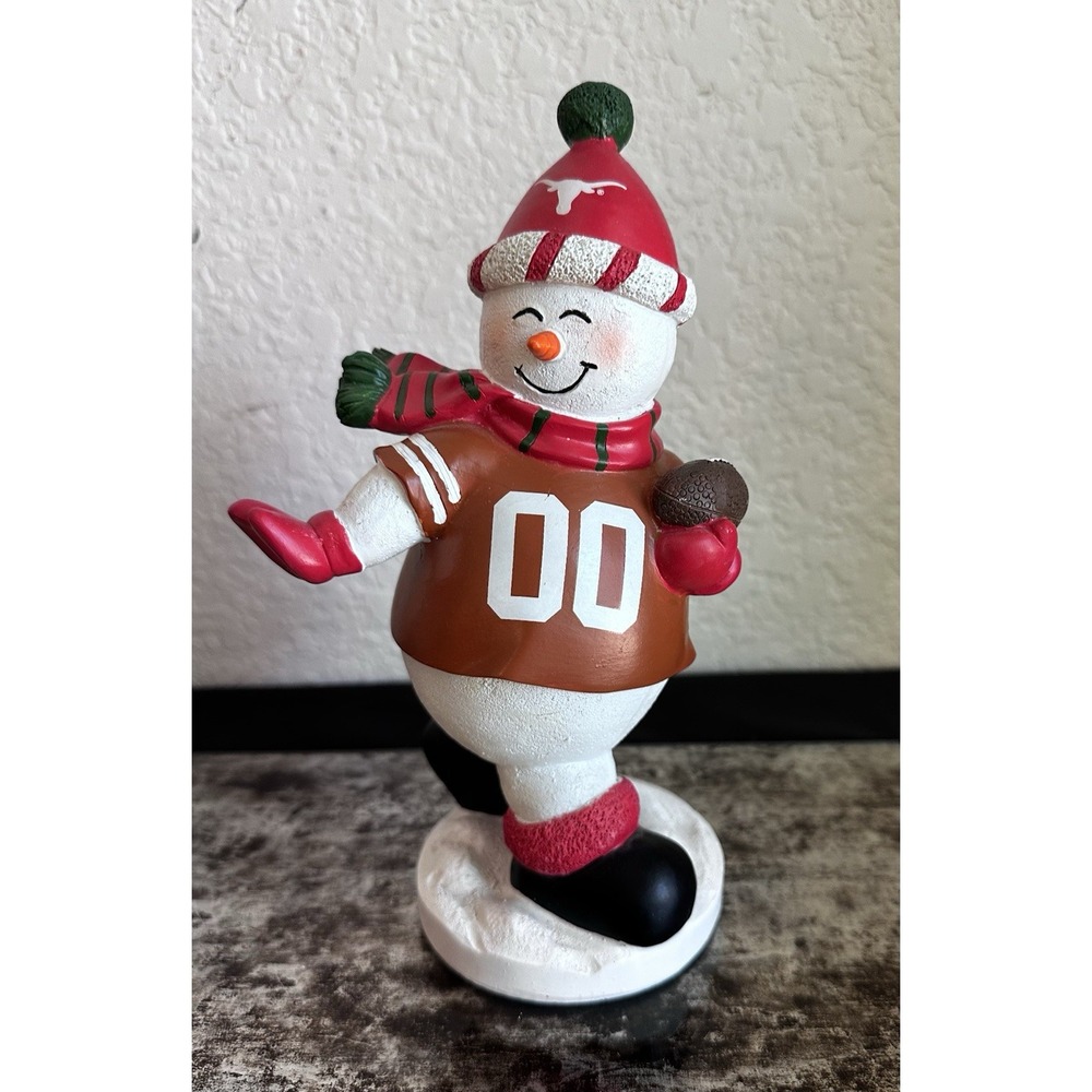 TEXAS LONGHORN 9" SNOWMAN ACTION FIGURE HOLDING FOOTBALL 00 ON JERSEY